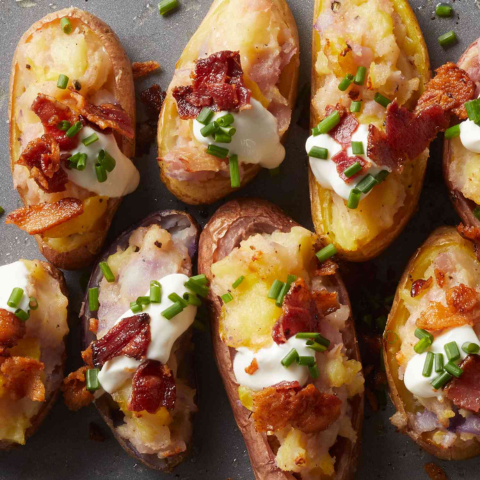 Loaded Baked Potatoes with Mt Kyeburn Smoked Cheddar