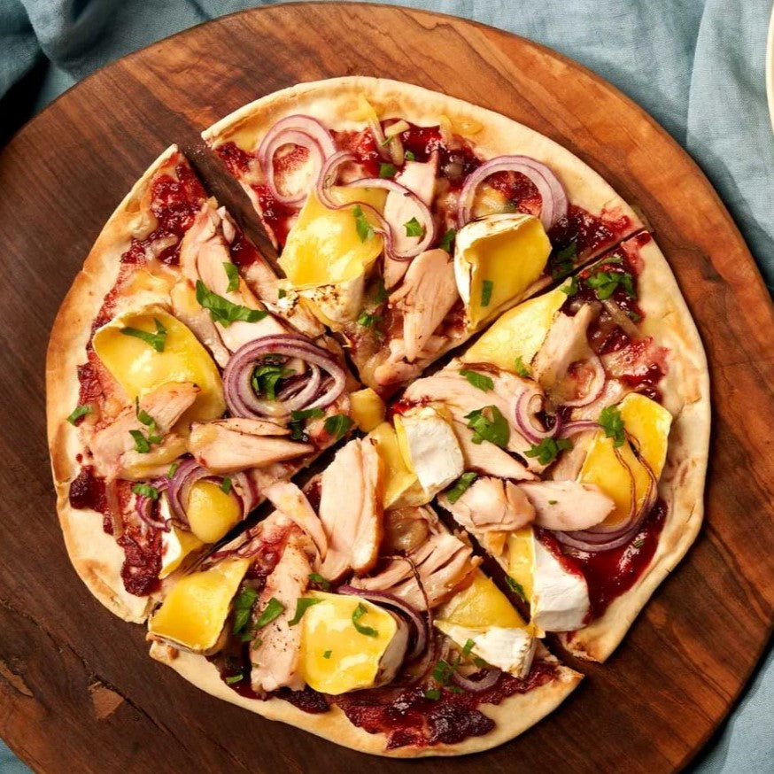 Mt Domett Brie, Barker’s Classic Cranberry Jelly and Chicken Pizza