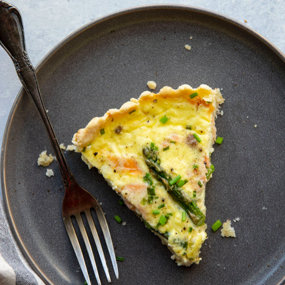 Whitestone Mt Kyeburn Cheddar, Asparagus & Smoked Salmon Quiche