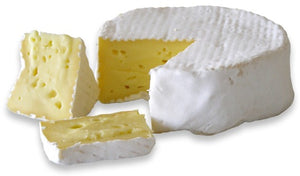 Probiotic Camembert with wedge cut out of