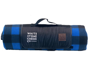 Swanndri picnic blanket with Whitestone Cheese branded